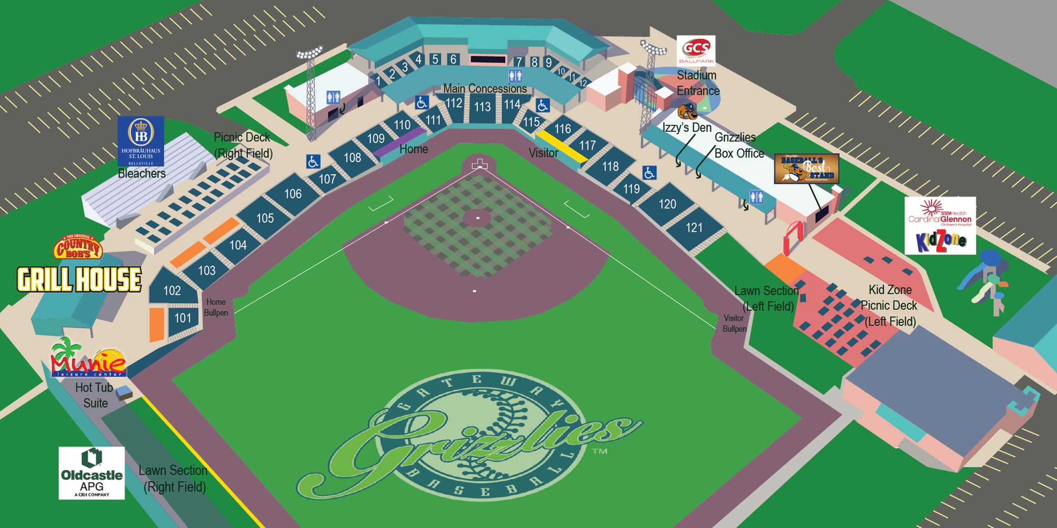 GCS Credit Union Ballpark Map