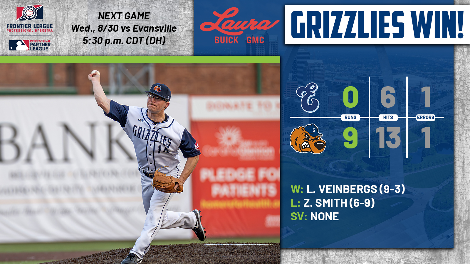 Veinbergs Tosses Shutout, Grizzlies Thump Otters